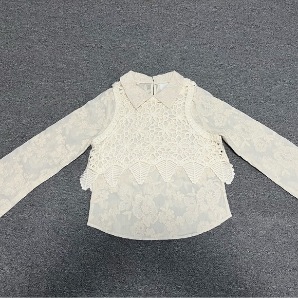Zara White Lace Blouse 2pc - Picture 1 of 6